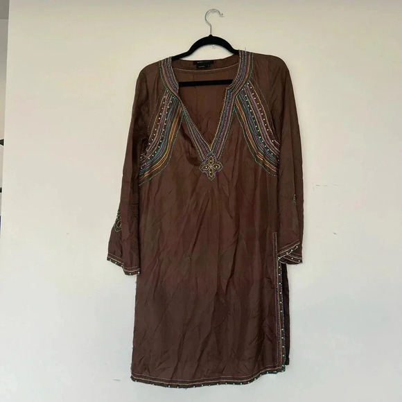 BCBG MaxAzria Silk Boho Tunic with beading in size XS - Picture 3 of 6